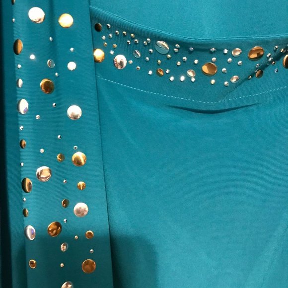 J.T.B. Woman size 18/20 short sleeved jacket with mock tank in aqua - Picture 11 of 12